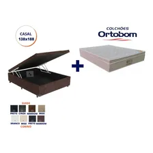 Cama Box Baú + Colchão Molas Ensacadas Ortobom Casal 138x188 Foto  mini 1