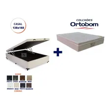 Cama Box Baú + Colchão Molas Ensacadas Ortobom Casal 138x188 Foto mini 2