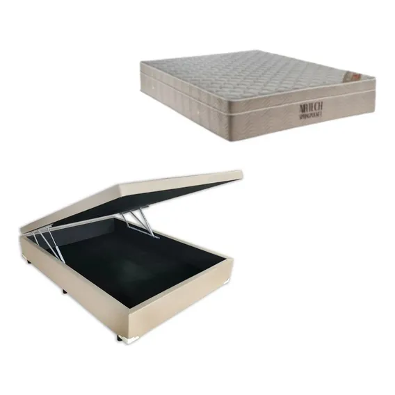 Cama Box Baú + Colchão Molas Ensacadas Ortobom Casal 138x188 Foto 1
