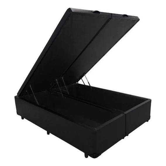 Cama Box Baú Queen Courino Preto (158x37)luckspuma Foto 1