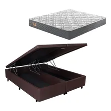 Cama Box Baú Queen Marrom 158x198 + Colchão Adapto Ecoflex Foto mini 1