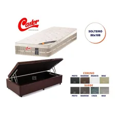 Cama Box Baú Solteiro + Colchão Castor Firme 88x188 Cor Corino Marrom Foto mini 1