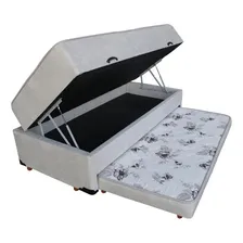 Cama Box Baú Solteiro Conjugado Espuma Cama Auxiliar - Suede Cor Bege Foto  mini 1