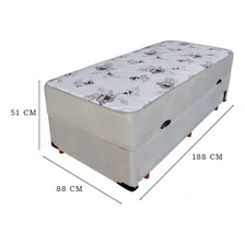 Cama Box Baú Solteiro Conjugado Espuma Cama Auxiliar - Suede Cor Bege Foto mini  2