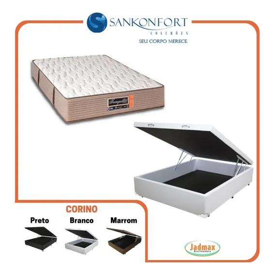 Cama Box Baú Viúva + Colchão Tranquillité 128x188 Cor Branco Foto 1