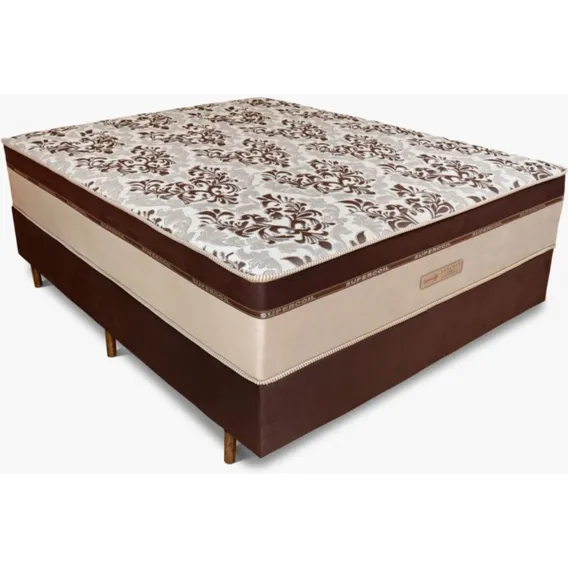 Cama Box Casal Colchão Ortho Casal C/ Molas Ensacadas Marrom Foto 1