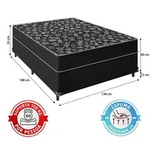 Cama Box Casal Conjugada Ortopédica D23 - Suede Preto Foto mini 2