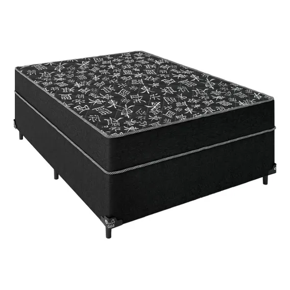 Cama Box Casal Conjugada Ortopédica D23 - Suede Preto Foto 1