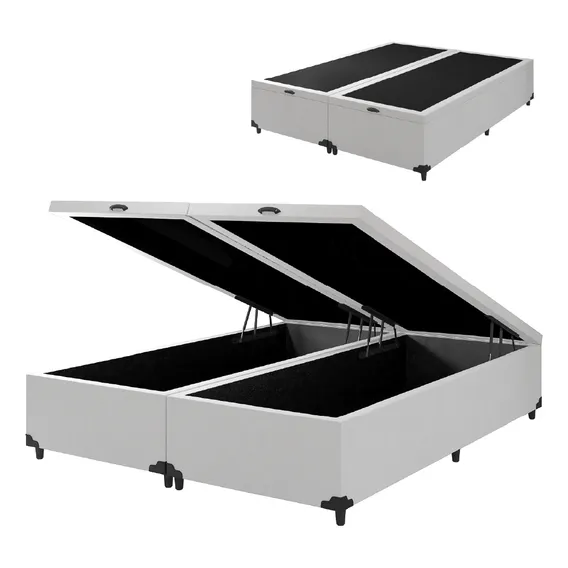 Cama Box Com Baú King 1,93m Prince Branco Foto 1