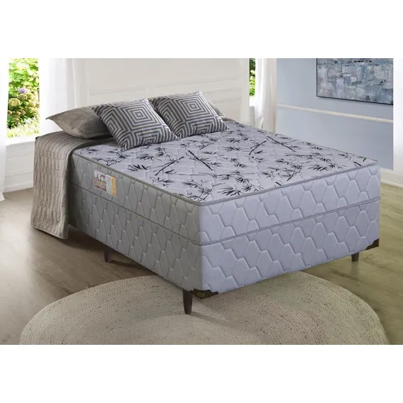 Cama Box Conjugada Casal Ortopédico 138 x 188 x 051 cm Cinza Sofá Casa Foto 1