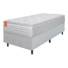 Cama box solteiro molas ensacadas Real linho branco Inducol Foto mini 1
