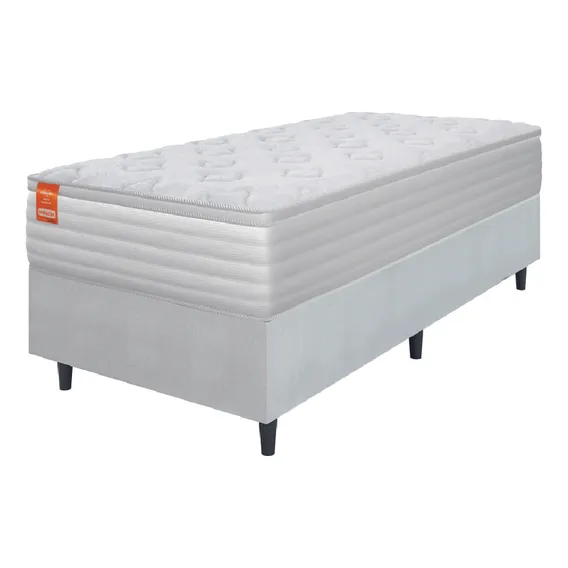 Cama box solteiro molas ensacadas Real linho branco Inducol Foto 1