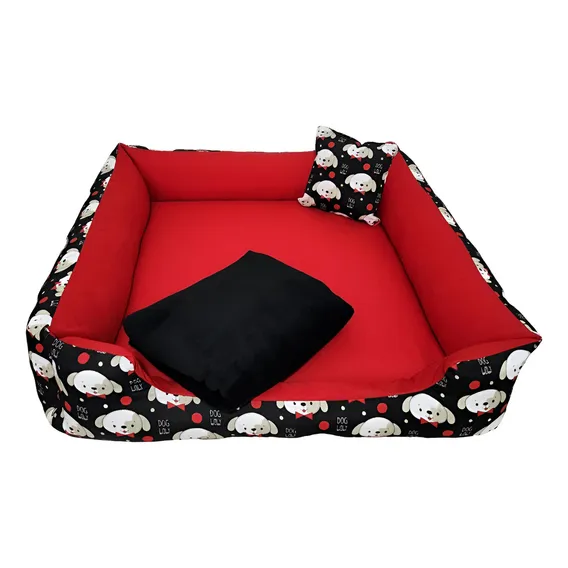 Cama Cachorro 70x70 Cama Pet Pra Cachorro Grande + Manta Cor Vermelho Foto 1