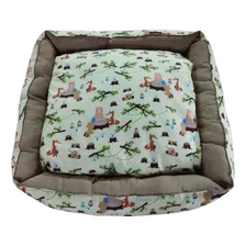 Cama Cachorro Pequenos Filhotes Gato Quadrada Colorida 55x55 Cor Creme Desenho Bichinhos Foto mini  2