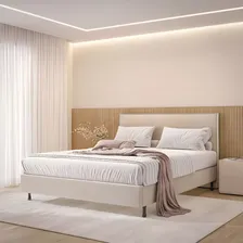 Cama cama casal Casa Nova Resistente Premium casal cor bege com um design de liso fabricado em mdf Foto mini 1