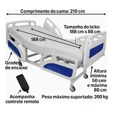 Cama Cama Hospitalar Eletrica 8 Movimentos Motorizada Com Elevação De Leito + Colchão + Controle Foto mini 3