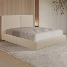 Cama cama queen size Gran Belo Cama com Cabeceira Elva queen cor creme fabricado em madeira Foto mini 1