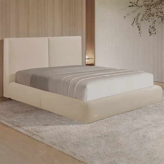 Cama cama queen size Gran Belo Cama com Cabeceira Elva queen cor creme fabricado em madeira Foto 1