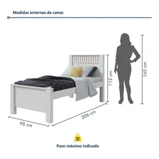 Cama cama solteiro Mega Fácil Móveis Cama solteiro solteiro cor branco fabricado em mdp Foto mini 3