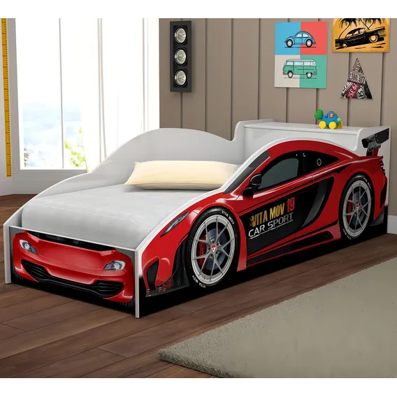 Cama Carro Infantil Com Baú E Grade De Proteção Foto 1