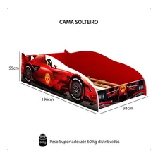 Cama Carro Solteiro Fórmula F1 Corrida Piloto Menino Cor Vermelho Foto mini 4