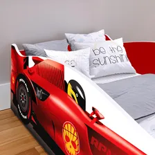Cama Carro Solteiro Fórmula F1 Corrida Piloto Menino Cor Vermelho Foto mini  3