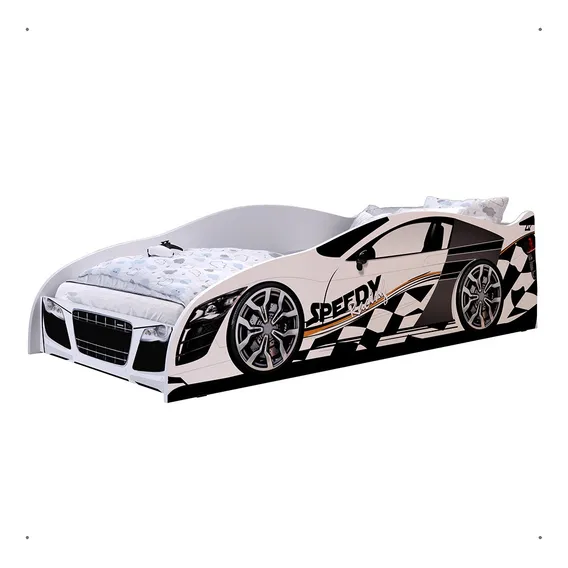Cama Carro Solteiro Speedy - Branco / Branco -10709 Foto 1