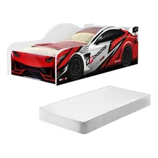 Cama Carro Solteiro Vermelho Full Com Colchão Foto  mini 1