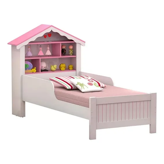 Cama Casa Menina Rosa Solteiro Com Colchão Foto 1