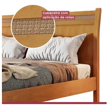 Cama Casal 140cm Madeira Maciça Ratan Esmeralda Af Foto mini 3