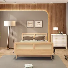 Cama Casal Lift Em Madeira Maciça Com Rattan Casatema Foto mini 3