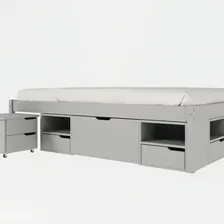 Cama Casal Multifuncional Madeira Maciça 6 Gavetas Ffwt Foto mini  2