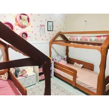 Cama Casinha Montessori Solteiro C Meia Abertura Penafort Foto  mini 1