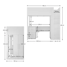 Cama Com Armário 4 Nichos 1 Mesa Escritório 2 Gavetas 2 Wt Foto mini 3