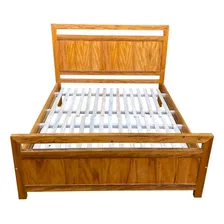 Cama De Casal Tamanho King Size Madeira De Maciça Cor Natural Cama King Size Foto mini 3