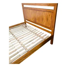 Cama De Casal Tamanho King Size Madeira De Maciça Cor Natural Cama King Size Foto mini 4