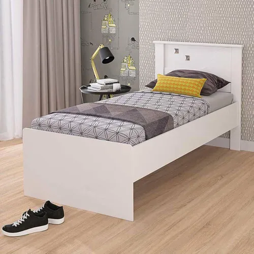 Cama De Solteiro Bianca Cimol 100% Mdf Branca Cor Branco Foto 1