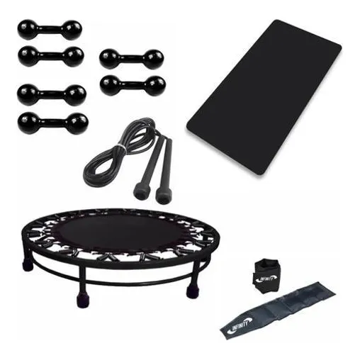 Cama Elástica + Colchonete + Corda + Caneleira + Kit Halter Foto 1
