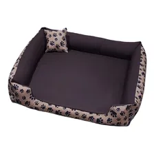 Cama Grande Cachorro Grande 95x95 Com Ziper 100% Lavável Cor marrom com patinhas Foto mini 1