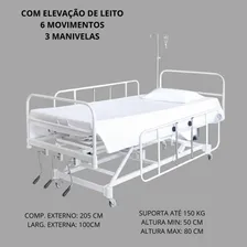 Cama Hospitalar 6 Movimentos Com Elevação De Leito Manual Com 3 Manivelas + Grades Foto mini 3
