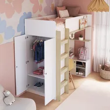 Cama Infantil Alta Multifuncional Office Com Colchão Cor Branco Foto mini  3