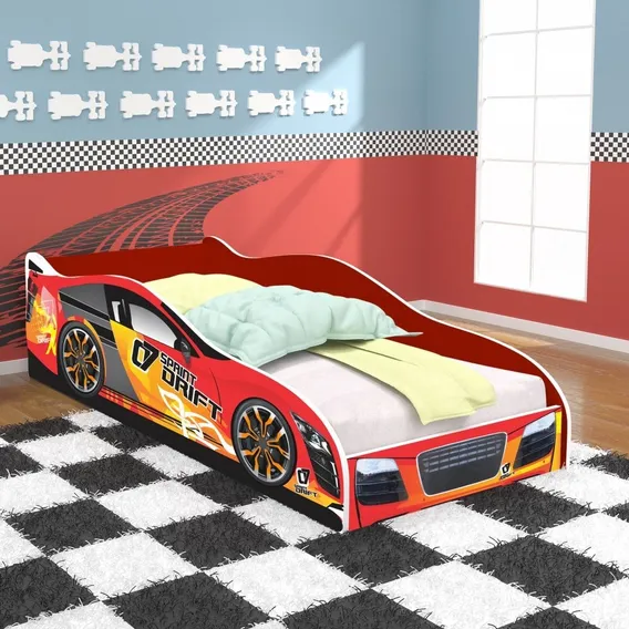 Cama Infantil Carro Drift 150x70 Cm - Vermelho Foto 1