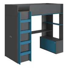 Cama Infantil Com Armário E Escrivaninha Grafite/azul Foto mini 1