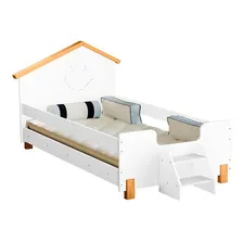 Cama Infantil Com Colchão Solteiro Alegra Cor Branco e Mel Cama Infantil Criança Foto mini 1