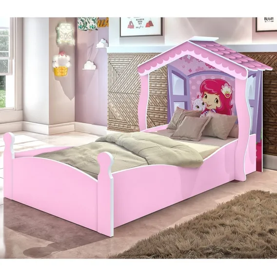 Cama Infantil Com Proteção Lateral Casa Moranguinho Fj Foto 1