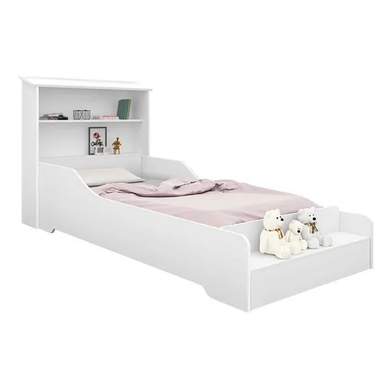 Cama Infantil Liz Com 2 Prateleiras Branca Modelo Casa Foto 1
