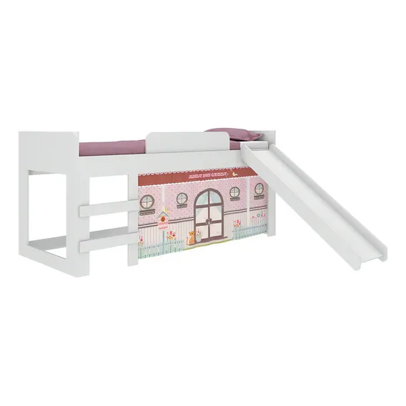 Cama Infantil Menina Com Escorregador Doce Casinha Joy Foto 1