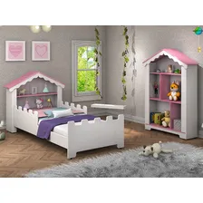 Cama Infantil Princesa Com Estante Nicho Organizador Casinha Cor Rosa Princesa Castelo Foto mini 1