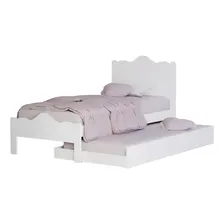 Cama Menina Com Auxiliar Reforçada Mdf Estrado Madeira Cor Branca Foto  mini 1