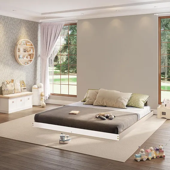 Cama Montessoriana Queen Para Cama Cabana Family Branco Foto 1
